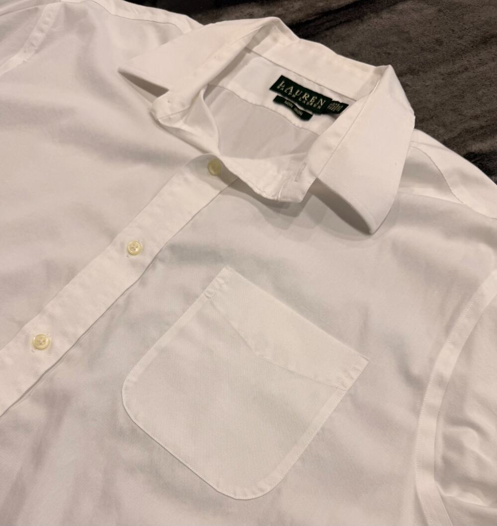 Lauren Ralph Lauren Mens Dress Shirt 17.5 32/33 White Non Iron Spread Collar